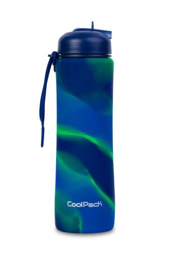 Сгъваема силиконова бутилка COOLPACK - PUMP - Boys Zebra Blue