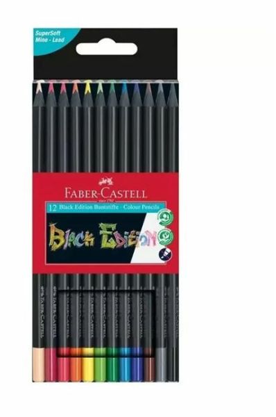 Цветни моливи Faber-Castell Black Edition Триъгълни, 12 цвята