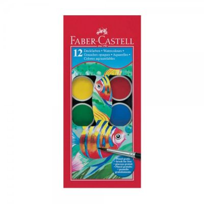 Водни бои Faber-Castell С четка, 12 цвята